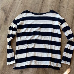 Navy and white striped sweater